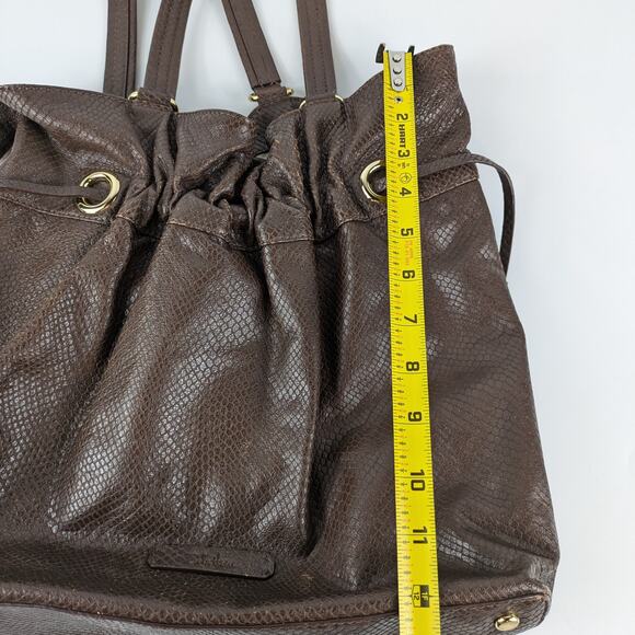 Cole Haan Brown Leather Purse Womens Drawstring Hobo Satchel Handbag Damaged - Picture 16 of 16